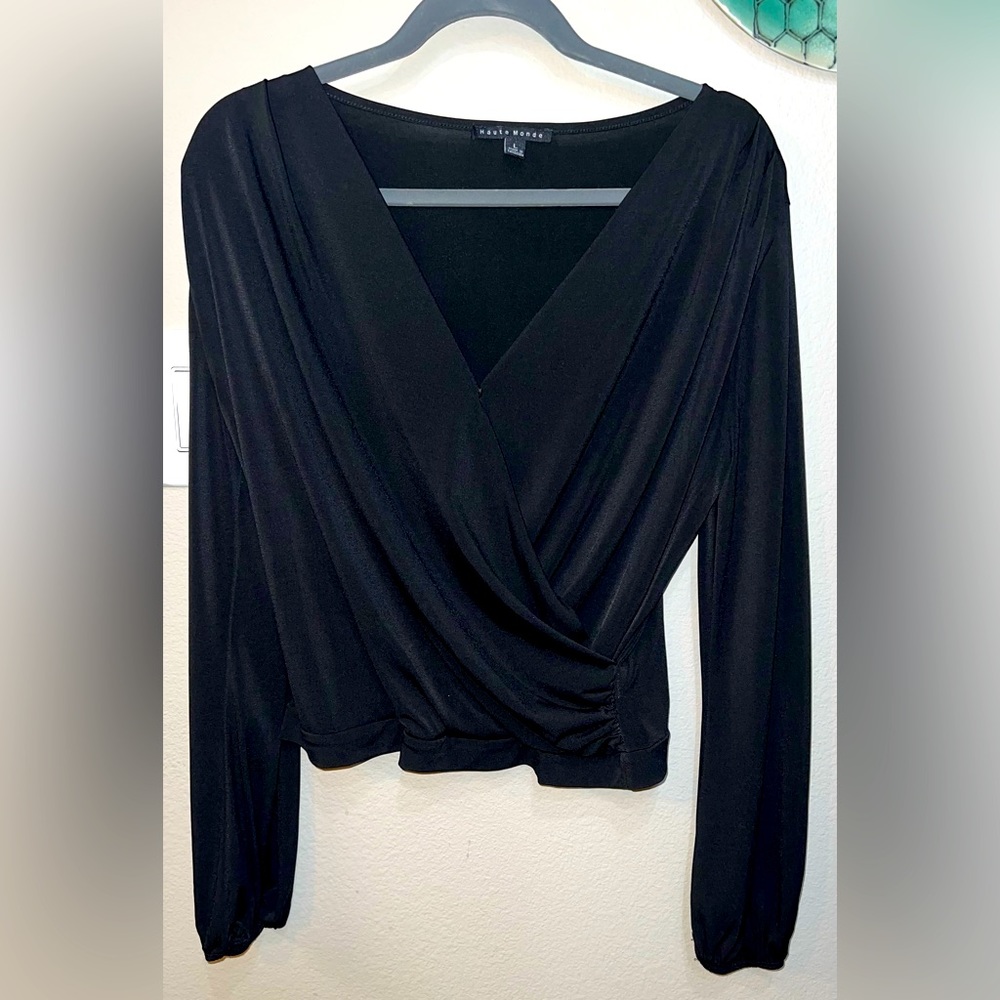 Haute Monde Black Blouse Sz L